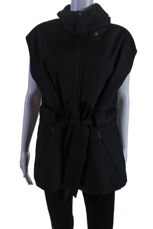 Women's Clothing Boutique Aday Womens 2 Pocket High Neck Sleeveless Zip Up City Summits Vest Black