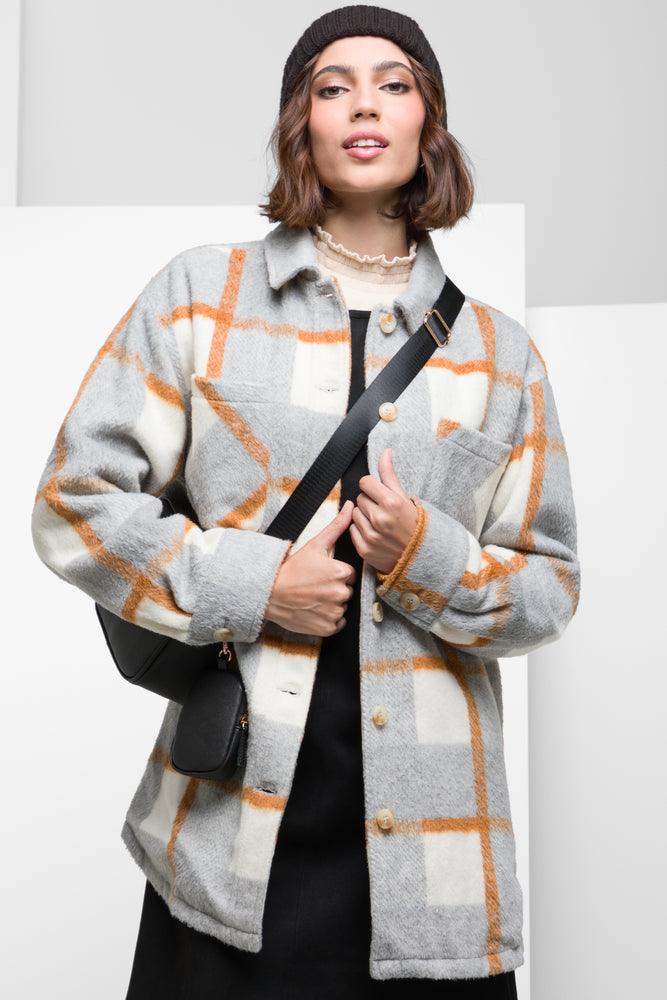 Women's Urban Clothing Check Shacket Grey