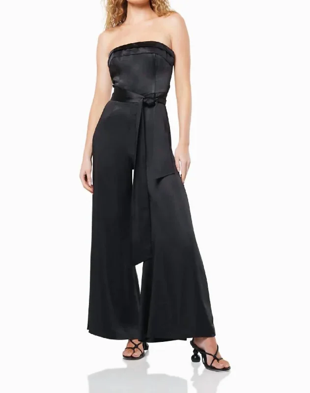 Women's Elegant Formal Outfit Fugue Jumpsuit In Black