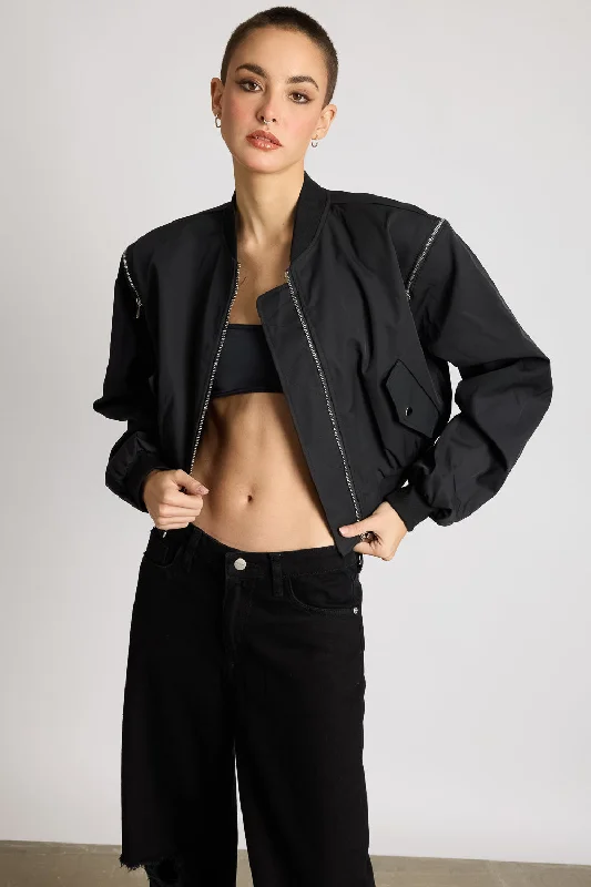 Women's Trendy Clothes Zip With Me Black Bomber Jacket