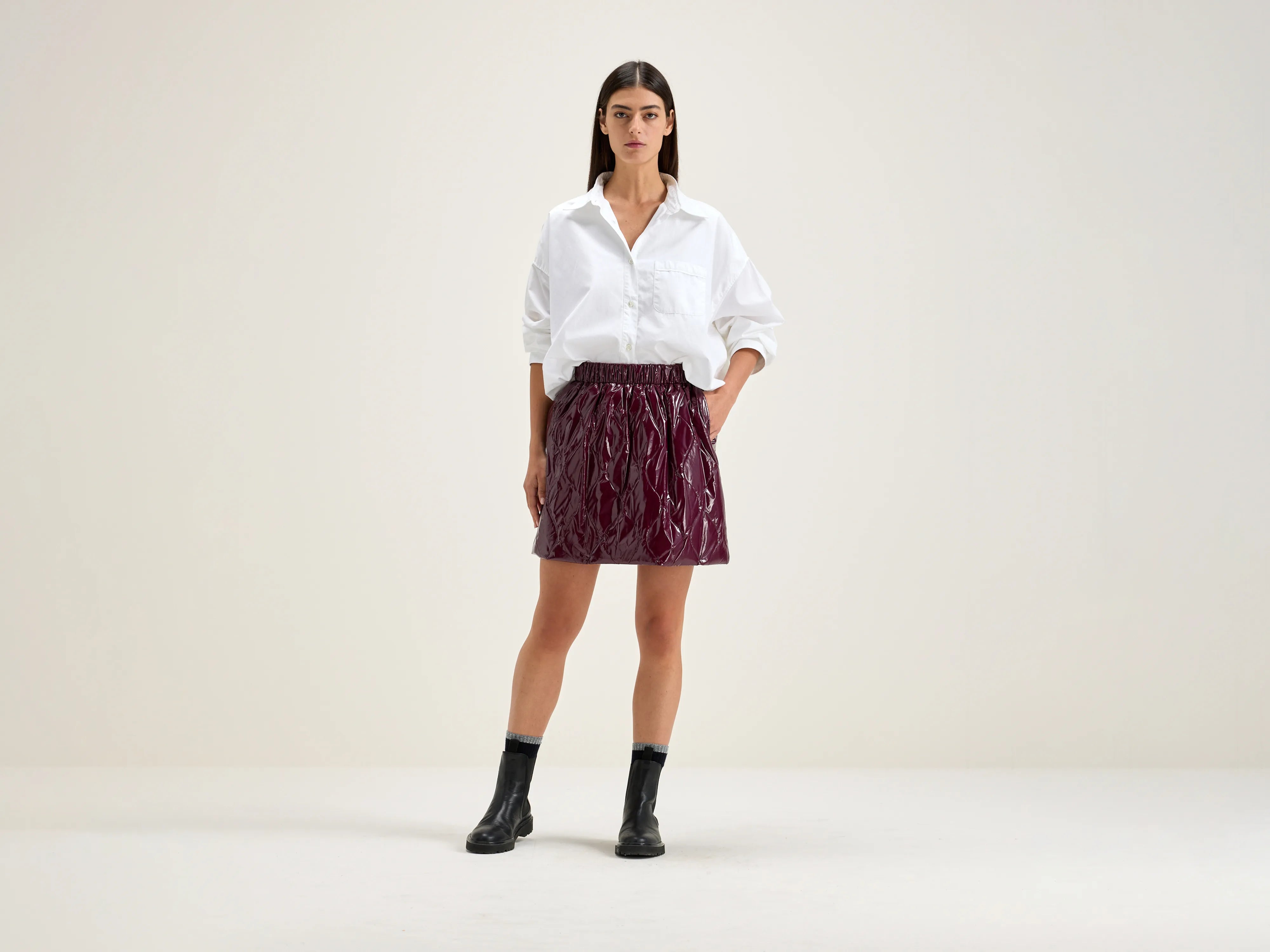Women's High-Fashion Garments Heleni quilted mini skirt (242 / W / WINE)