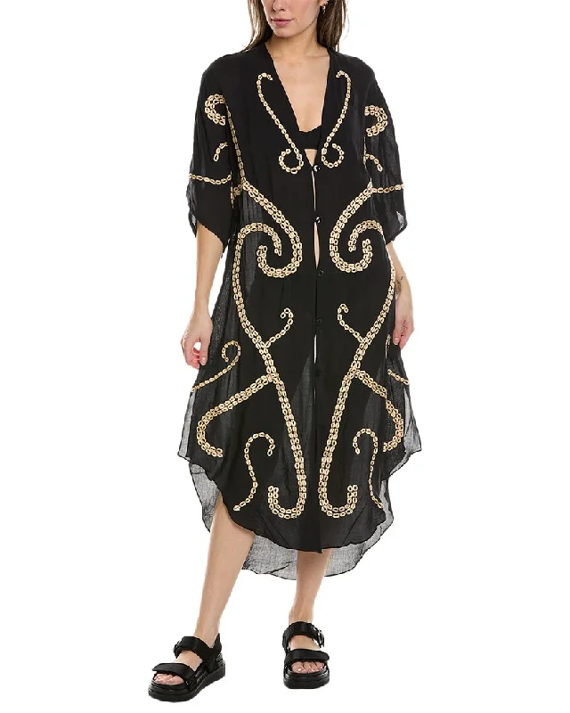 Women's Fashionable Attire For Work ViX Solid Braid Detail Long Caftan