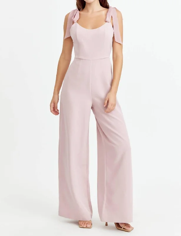 Women's Classic Attire Gia Ribbon Strap Jumpsuit In Mellow Rose