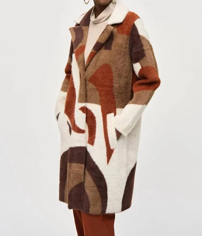 Trendy Women's Outfits for Casual Wear Joseph Ribkoff Long Sweater Coat In Cinnamon