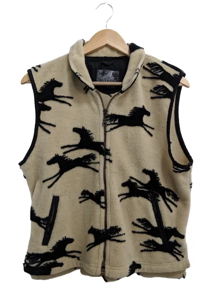 Women's Comfortable Lounge Outfit [M] Vintage Sherpa Fleece Horse Vest