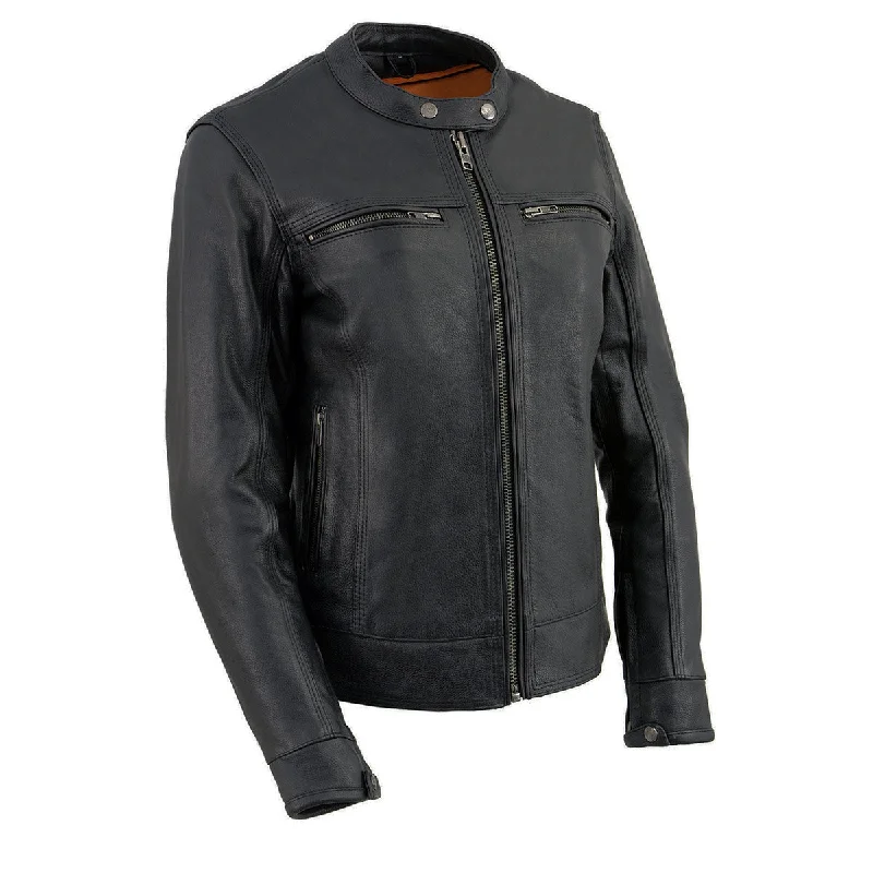 Women's Evening Clothes Milwaukee Leather MLL2552 Women's Cool-Tec Black Leather Scooter Triple Stitch Motorcycle Jacket Women's Evening Clothes Milwaukee Leather MLL2552 Women's Cool-Tec Black Leather Scooter Triple Stitch Motorcycle Jacket