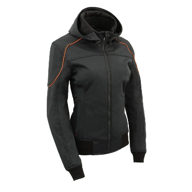 Plus-Size Women's Garments Milwaukee Leather MPL2764 Women's Black Soft Shell Armored Motorcycle Racing Style Jacket with Hoodie Plus-Size Women's Garments Milwaukee Leather MPL2764 Women's Black Soft Shell Armored Motorcycle Racing Style Jacket with Hoodie