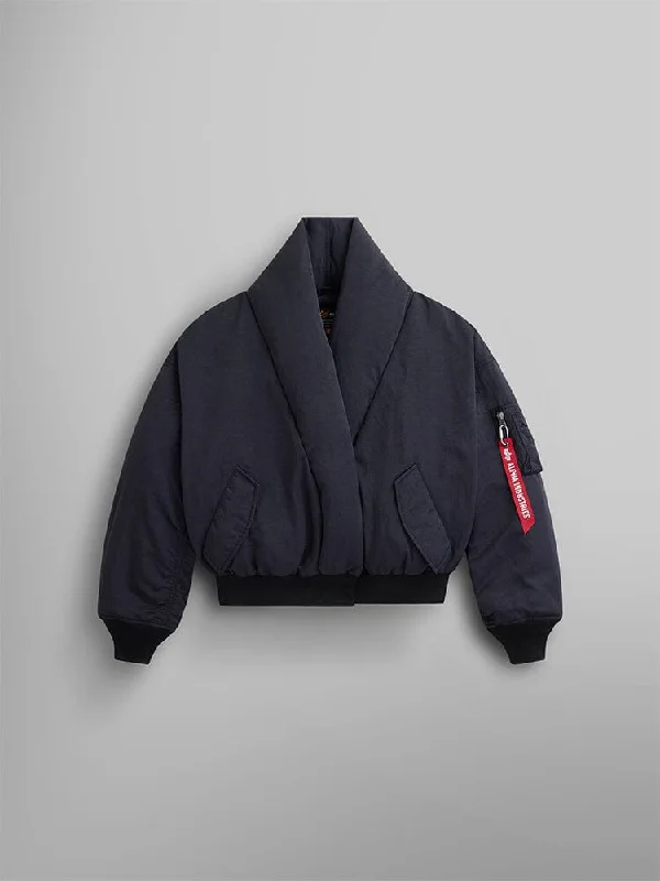 Women's Classic Outfit WOMEN'S SHAWL COLLAR BOMBER JACKET