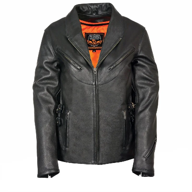 Women Clothing Milwaukee Leather MLL2510 Ladies Black Leather Vented Jacket With Side Buckles Women Clothing Milwaukee Leather MLL2510 Ladies Black Leather Vented Jacket With Side Buckles