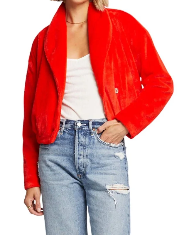 Women's Resort Garments Faux Fur Jacket In Flame