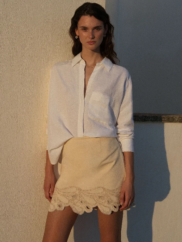 Women's Transitional Attire Ateena Twill Embroidered Mini Skirt