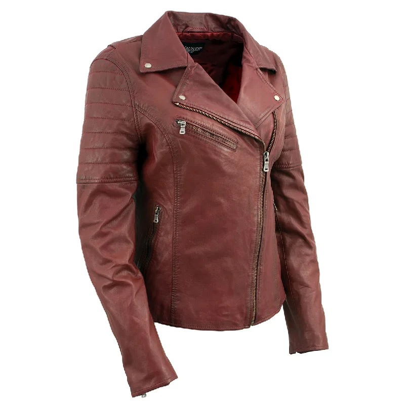 Luxury Women's Clothing Milwaukee Leather Red Vintage Motorcycle Inspired Vegan Tan Fashion Leather Jacket for Women SFL2812 Luxury Women's Clothing Milwaukee Leather Red Vintage Motorcycle Inspired Vegan Tan Fashion Leather Jacket for Women SFL2812