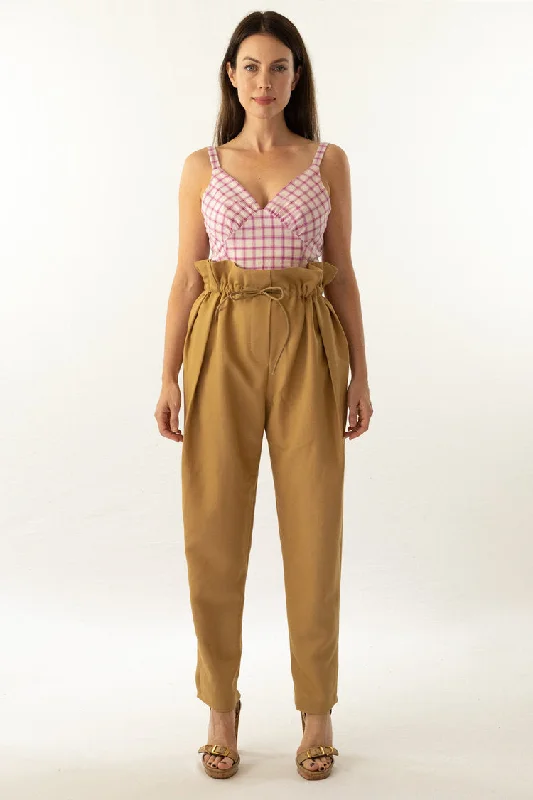 Chic Women's Clothing Online Trend Patterns TPC25 Paper Bag Trousers