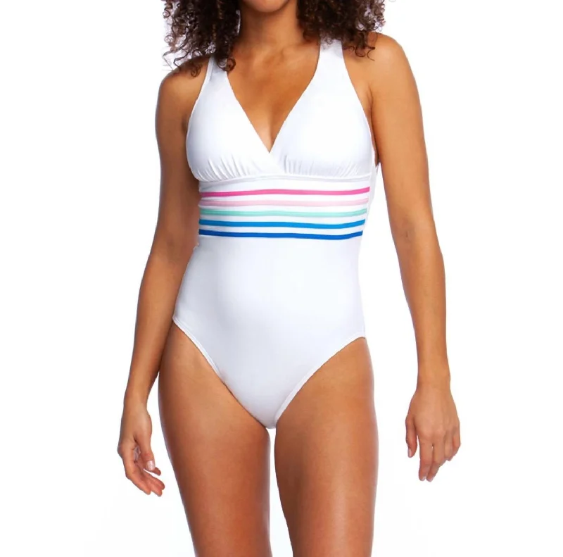 Women's Chic Outerwear Outfit Cross Back One Piece Swimsuit In White