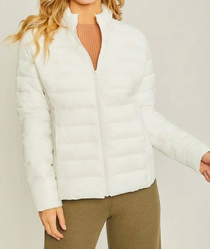 Formal Outfit For Women Ultra Lightweight Padded Thermal Zip Up Jacket In White