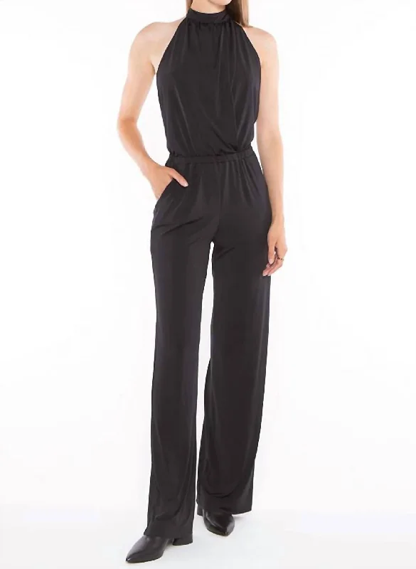 Affordable Online Boutique Backless Halter Jumpsuit In Black