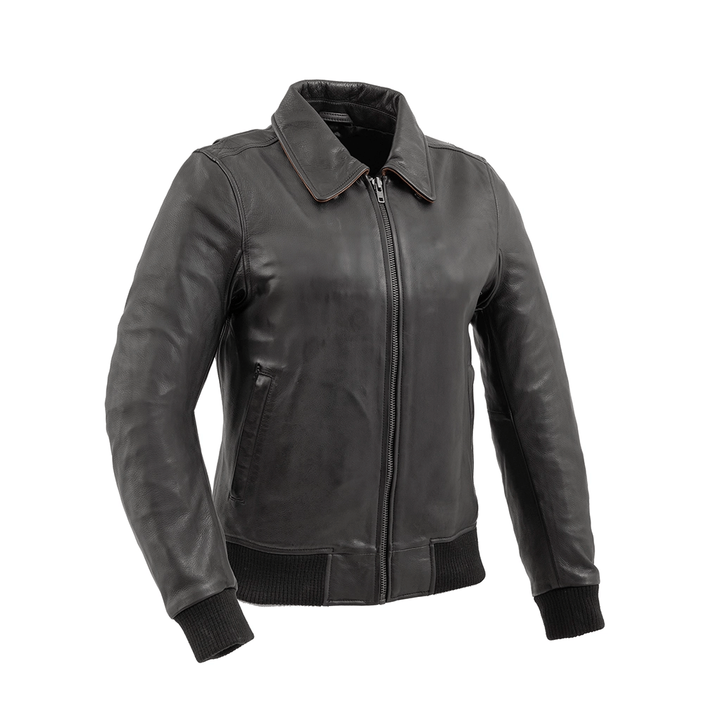 Women's Functional Outdoor Garments Nancy - Women's Moto Bomber Leather Jacket