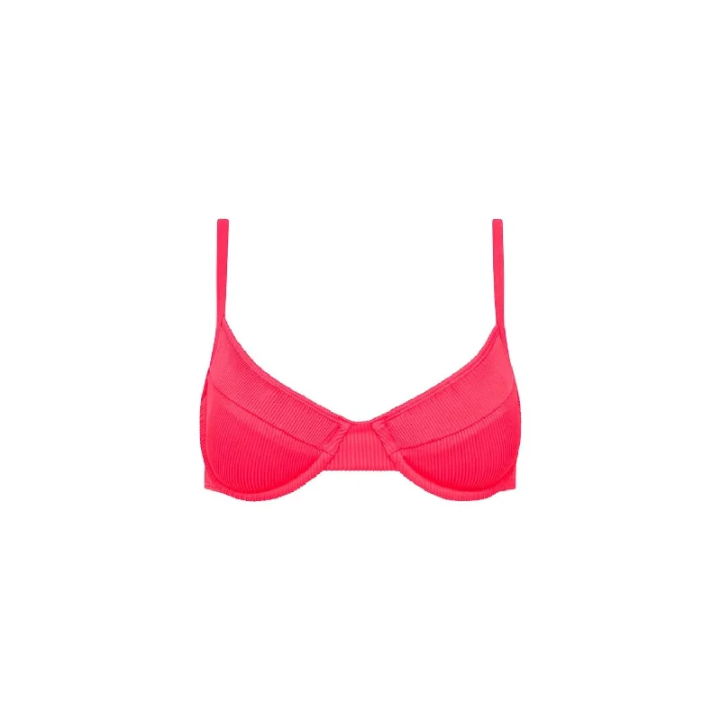 Comfortable Women's Apparel Women's Ribbed Ditzy Underwire Bikini Top In Watermelon