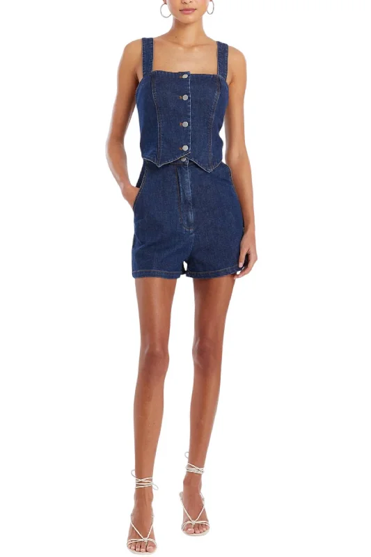 Charming Women's Holiday Apparel Royston Romper In Heritage Wash