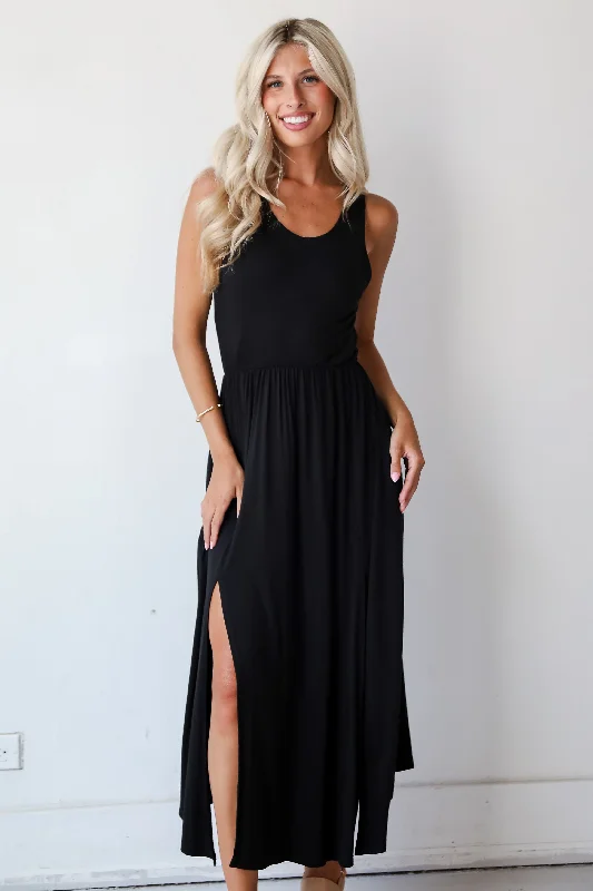 Casual Garments For Women Majorly Sophisticated Black Maxi Dress