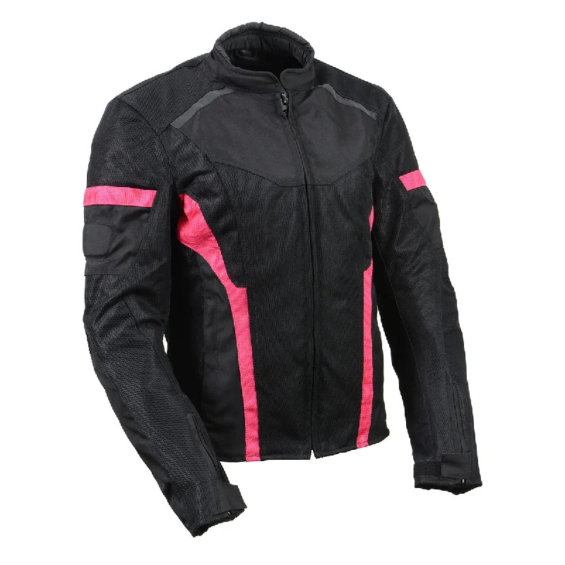 Women's Plus-Size Clothes Milwaukee Leather MPL2794 Black and Pink Mesh/Textile Armored Motorcycle Racer Jacket for Women - All Season Jackets Women's Plus-Size Clothes Milwaukee Leather MPL2794 Black and Pink Mesh/Textile Armored Motorcycle Racer Jacket for Women - All Season Jackets