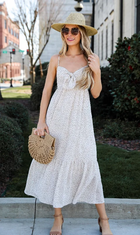 Women's Effortless Casual Outfit FINAL SALE - Blissfully Graceful Cream Floral Maxi Dress