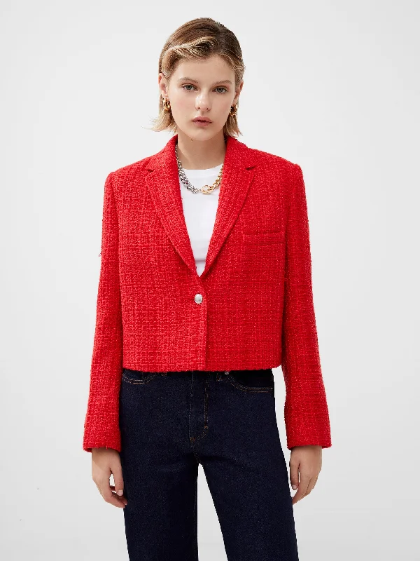 Women's Trendy Outfit Azzurra Tweed Cropped Blazer