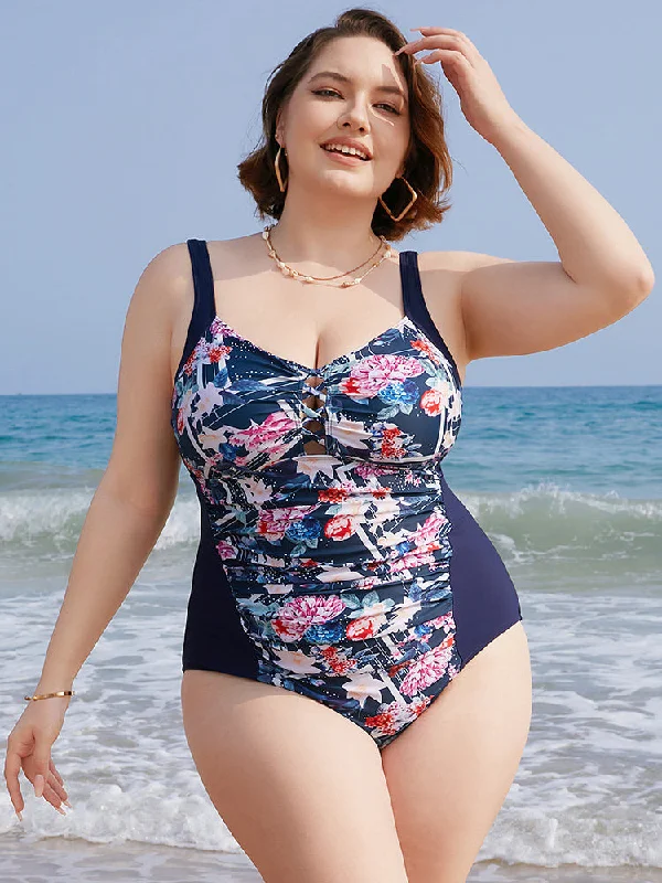 Women's Floral Print Outfit Floral Crisscross Front Ruched Sculpt Waist One Piece Swimsuit Women's Floral Print Outfit Floral Crisscross Front Ruched Sculpt Waist One Piece Swimsuit