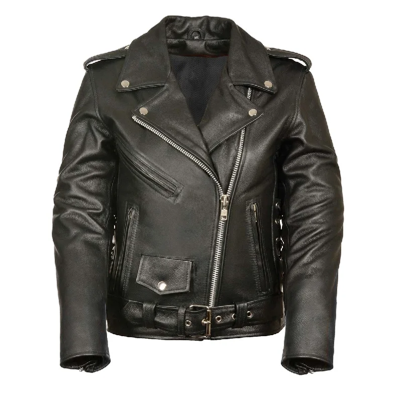 Plus-Size Women's Clothing Ladies XS603 Classic Black Motorcycle Leather Jacket