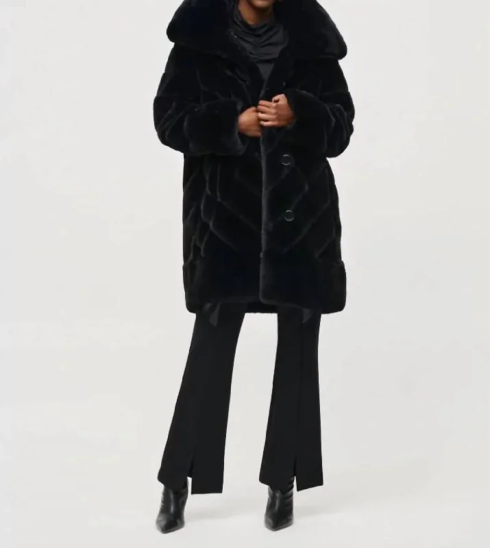 Affordable Fashion for Women Faux Fur Puff Coat In Black