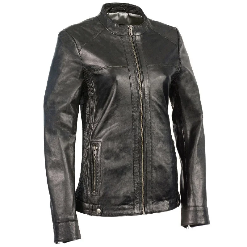 Sustainable Women's Clothes Milwaukee Leather SFL2855 Women's Black Zip Front Fashion Leather Jacket with Side Stretch Fitting Sustainable Women's Clothes Milwaukee Leather SFL2855 Women's Black Zip Front Fashion Leather Jacket with Side Stretch Fitting