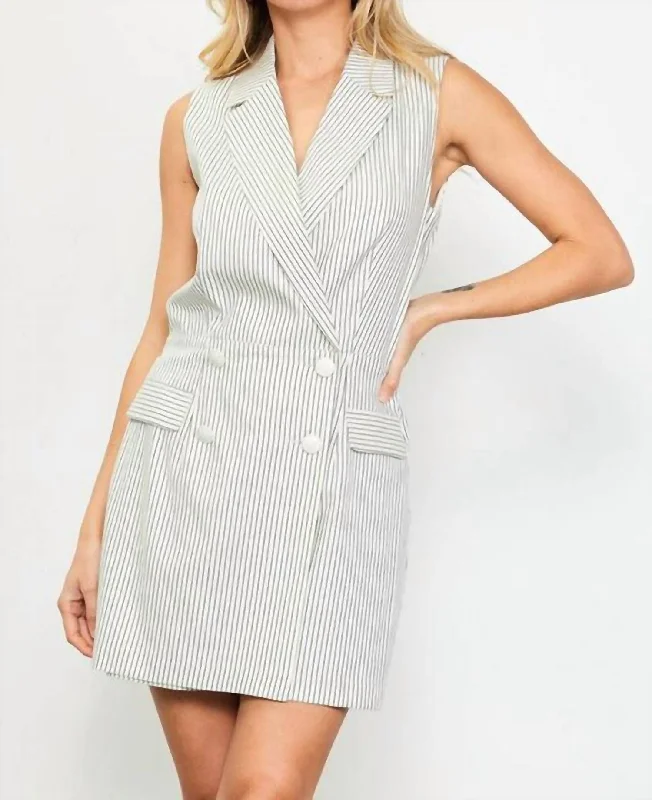 Sustainable Women's Apparel Arya Romper In Ivory/navy