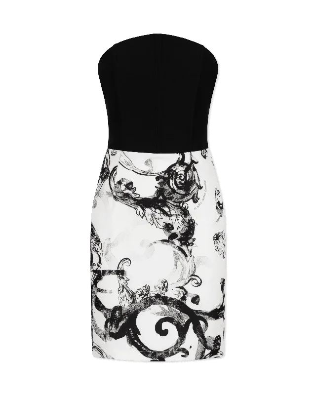 Classic Women's Apparel Watercolor Baroque Printed Mini Dress