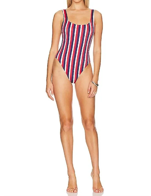 Women's Evening Clothes The Ribbed One Piece Swimsuit In Americana Stripe