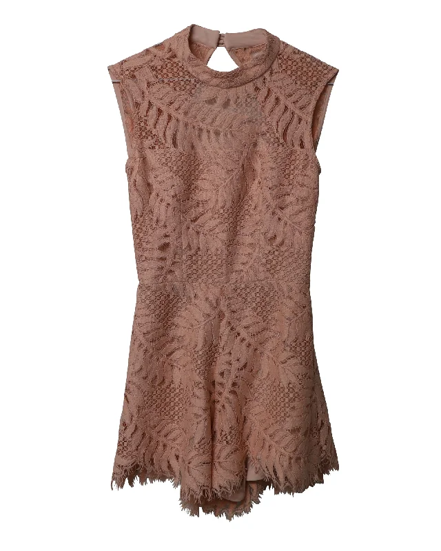 Women's Fashion Essentials Alexis Sta. Lucia Lace Romper in Pink Cotton