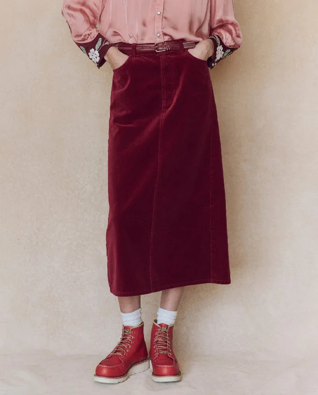 Women Apparel The Velvet Column Skirt. -- Bordeaux