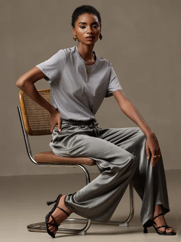Clothes Woman Pure Silk Solid Color Casual Women’s Pants