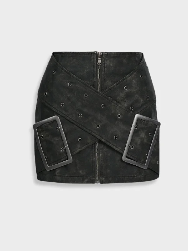 Classic Women's Clothing Styles High Waist Metal Buckle Shorts