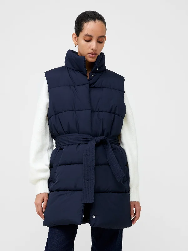 Workwear Fashion for Women Funnel Neck Belted Gilet