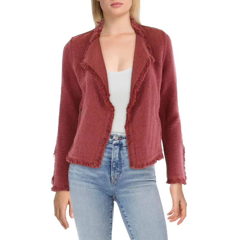 Women's Resort Apparel Petites Womens Cotton Blend Fringe Open Front