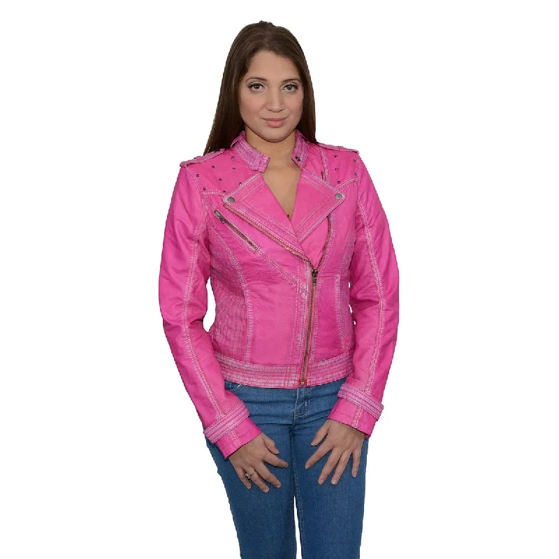 Women's Clothing Online Sale Milwaukee Leather Women's Maiden Pink Premium Sheepskin Motorcycle Fashion Leather Jacket with Studs SFL2840 Women's Clothing Online Sale Milwaukee Leather Women's Maiden Pink Premium Sheepskin Motorcycle Fashion Leather Jacket with Studs SFL2840