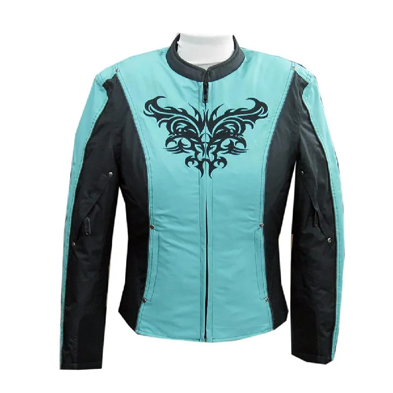 Women's Formal Event Clothing NexGen SH2367 Women's Turquoise and Black Textile Jacket with Embroidery Artwork Women's Formal Event Clothing NexGen SH2367 Women's Turquoise and Black Textile Jacket with Embroidery Artwork