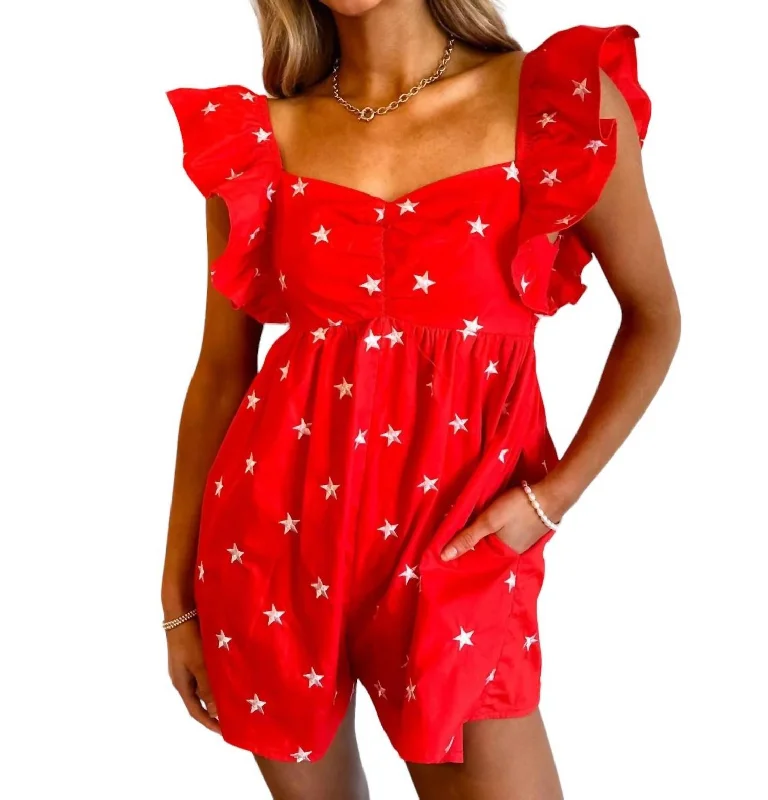 Women's Classic Attire Star Embroidered Romper