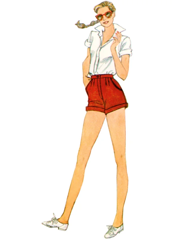 Women's Vintage-Inspired Outfit Simplicity Vintage Shorts S9977