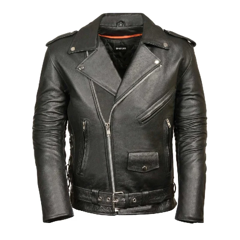 Trendy Boutique Online Z1R1011 Men's Black ‘9MM’ Classic Side Lace’ Motorcycle Jacket Trendy Boutique Online Z1R1011 Men's Black ‘9MM’ Classic Side Lace’ Motorcycle Jacket