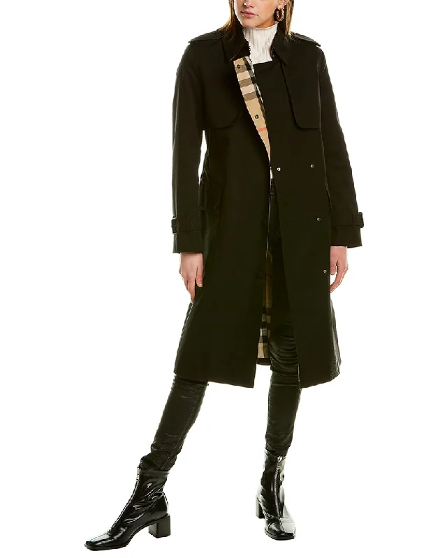 Women's Holiday Clothing Burberry Check Panel Gabardine Trench Coat