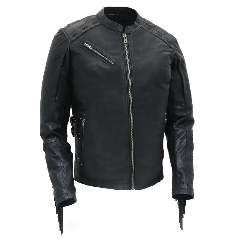 Trendy Outfits For Girls Hot Leathers JKL1028 Studs and Fringe Ladies Black Carry Conceal Leather Jacket Trendy Outfits For Girls Hot Leathers JKL1028 Studs and Fringe Ladies Black Carry Conceal Leather Jacket