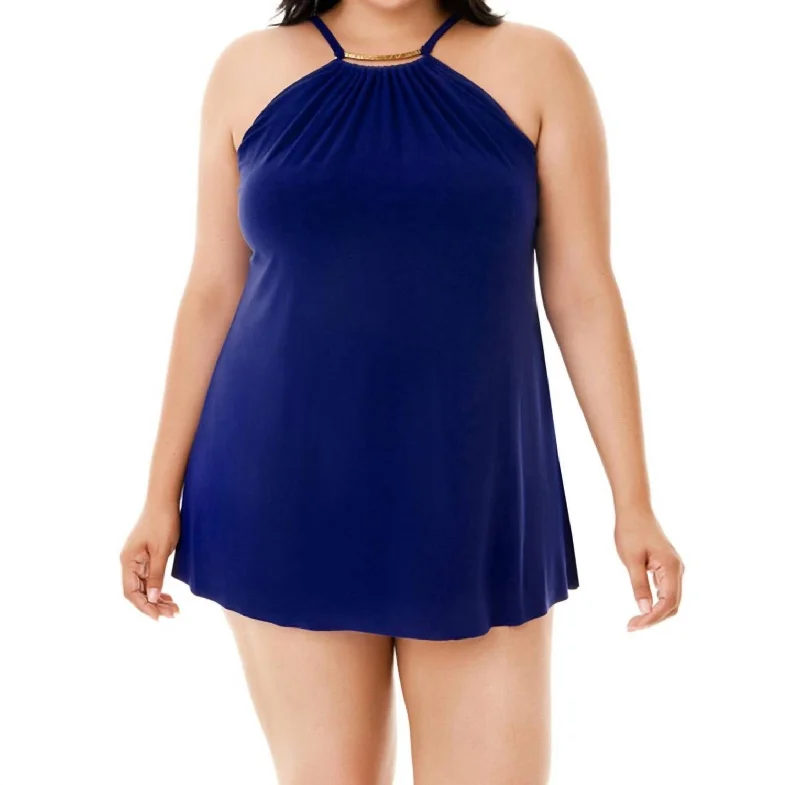 Women's Urban Clothing Plus Size Parker Underwire Swimdress In Blue