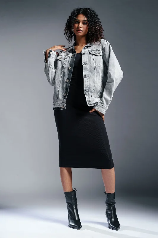 Women's Occasion Wear Clothing Ash Blast Denim Trucker Jacket