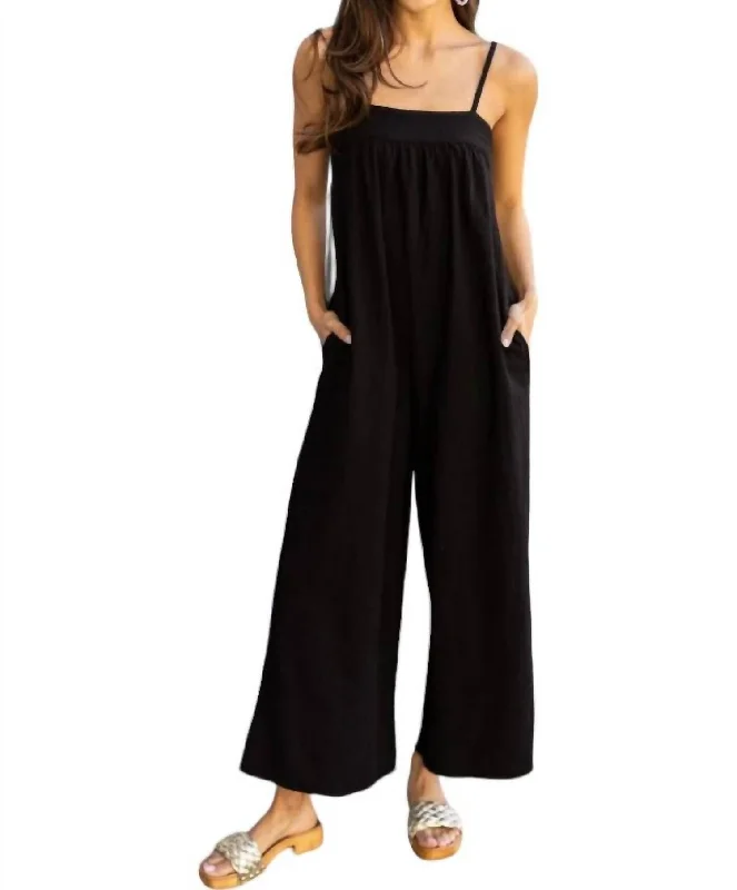 Women's Clothing For Holiday Travel Cami Wide Leg Jumpsuit In Black